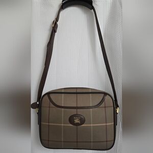 Burberry Tan and Brown Plaid Shoulder Bag